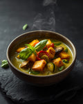 Thai Green Vegetable Curry in a stoneware bowl