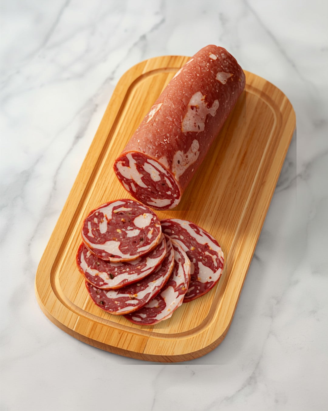 Whole fennel salami with slices