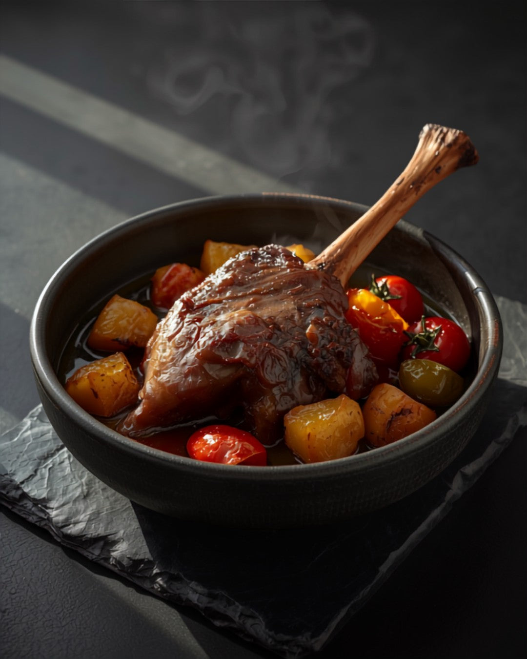 Slow-roasted lamb kleftiko with potatoes and peppers