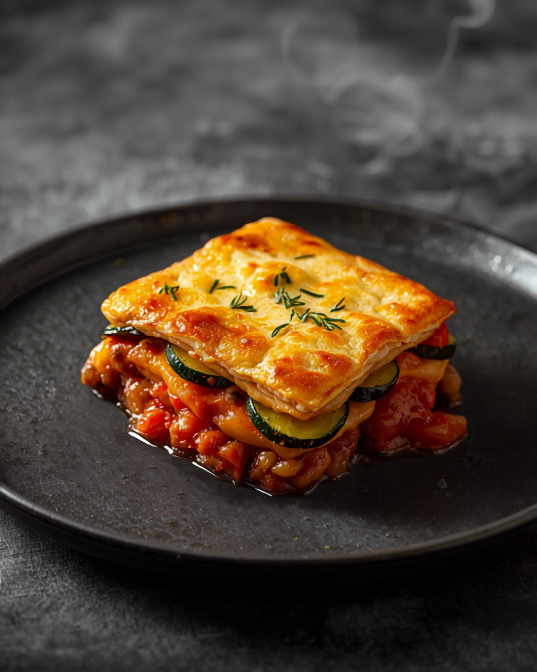 Vegetable moussaka with golden bechamel