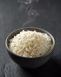 Fluffy long-grain basmati rice in a stoneware bowl