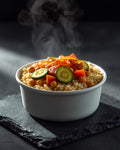 Vegetable couscous pot with courgette and chickpeas